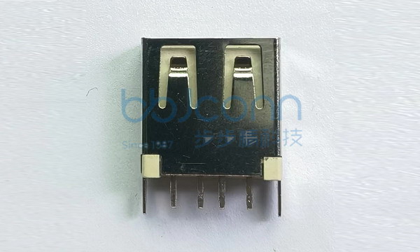 USB2.0 AF 180度 H=13.0 直脚 LCP本色 平口 铁壳 DIP