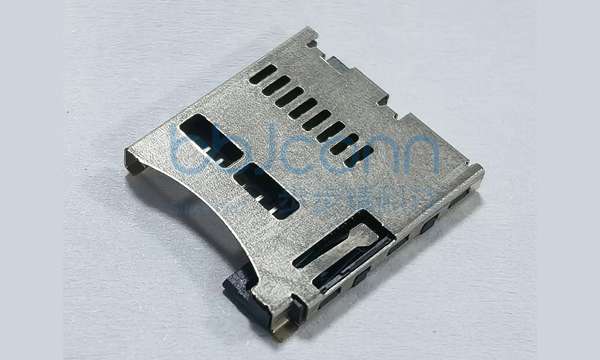 卡座 MICRO SD CARD PUSH-PUSH 端子内焊 带检测脚 端子镀半金锡 常开型 贴片 无柱 卷装