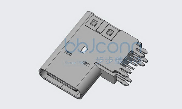 TYPE-C 母座 90度侧插14PIN L=14.0 鱼叉脚 垫高2.6 带后盖 CH=7.13 脚长1.7