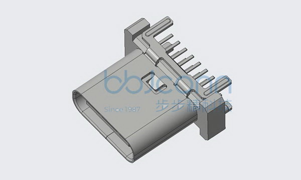 TYPE-C 16PIN母座 直立式 DIP 四脚插带柱 H=9.3