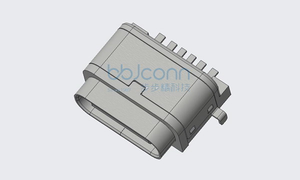 TYPE-C 6P 防水母座 L=8.20 CH=1.68 沉板0.55 两脚插 端子SMT IPX7 带防水圈（10-6P-CUT2）