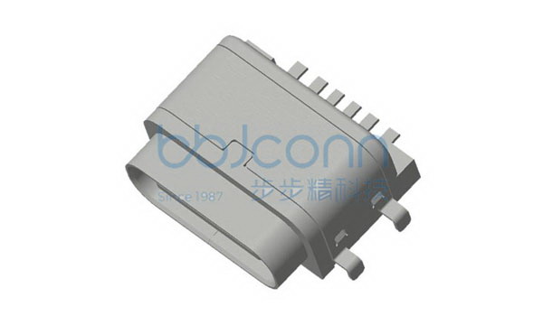 TYPE-C 6P 防水母座 L=8.20 CH=1.68 沉板0.55 四脚插 端子SMT IPX7 带防水圈（11-6P-CUT4）