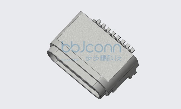 TYPE-C 8P 防水母座 俩脚插（鱼叉脚）带柱0.90 L=6.35 CH=1.55 端子SMT IPX7