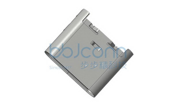 TYPE-C 16P 母座 一体式 板上四脚插 L=7.60 CH=1.62 端子SMT 带中夹片