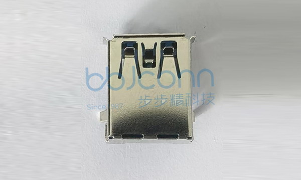 USB 3.0 AF 90度 L=16.70 H=6.96 后两脚插 弯脚（端子DIP） 端子脚长2.10 卷边 LCP蓝胶 不锈钢外壳 端子镀金G-F
