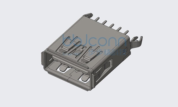 USB 3.0 AF 180度 H=15.10 弯脚 DIP 卷边 铁壳（UB021-09FD31）