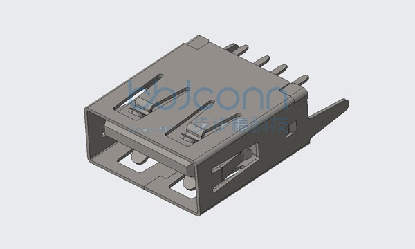 USB 2.0 AF 180度 直插直脚 H=13.70 平口 LCP黑胶 铁壳