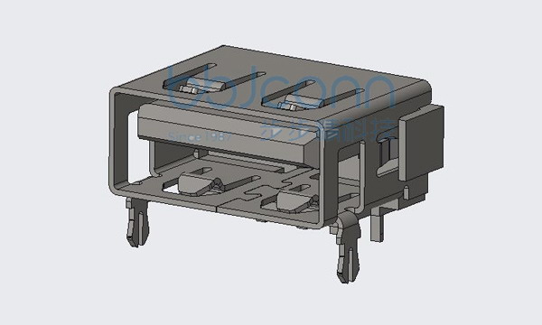 USB 2.0 AF 90度 短体 L=10.0 H=6.80 前两脚插 平口 PBT白胶 铁壳