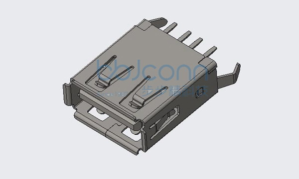 USB 2.0 AF 180度 H=15.0 弯脚直插（DIP） 卷边 PBT白胶 铁壳