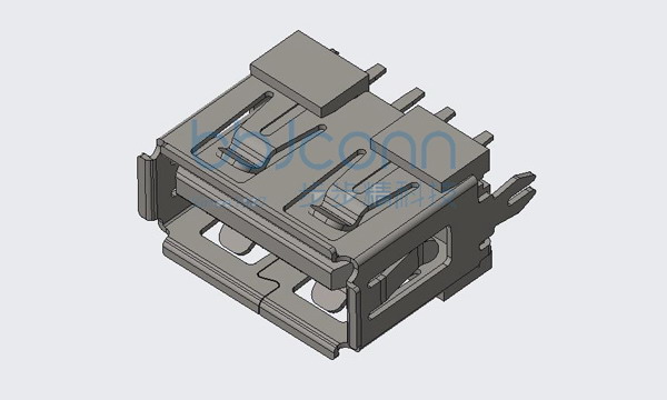 USB 2.0 AF 180度 直插 H=10.0 卷边 PBT白胶 铁壳