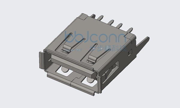 USB 2.0 AF 180度 H=13.7 直脚 卷边 PBT白胶 铜壳