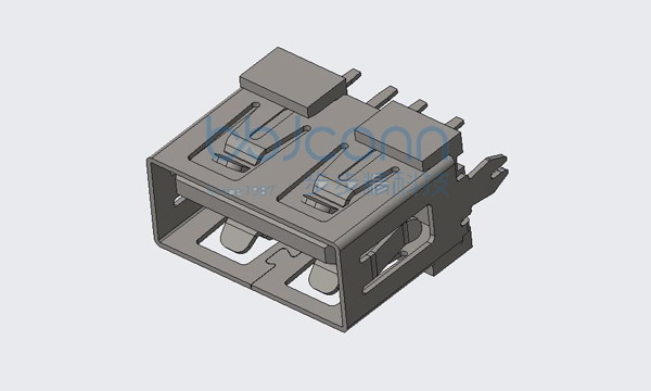 USB 2.0 AF 180度 H=10.0 平口 直插 PBT黑胶 铁壳