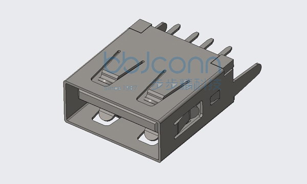 USB AF 180度直脚平口H=13.71磷铜壳黑胶