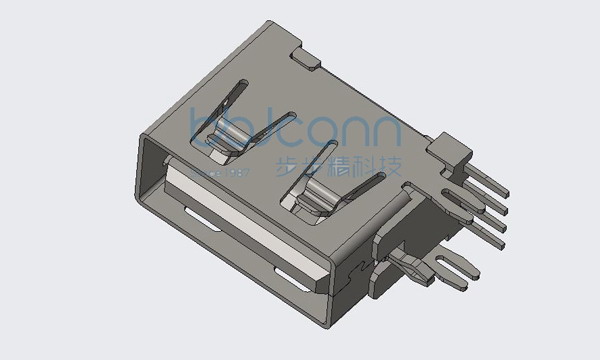 USB 2.0 AF 2.0侧插L=10.0磷铜壳磷端子平口PBT白色胶芯