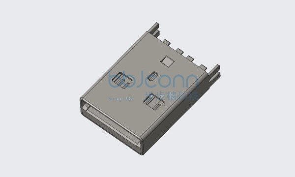 USB 2.0 公头 180度 H=15.00 夹板0.8 平口 （居中款）