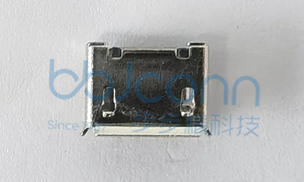 MICRO-5P 母座 内插有柱 L=5.25 固定脚距5.65 卷边 铜壳 SMT 亮锡