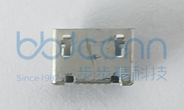 MICRO-5P母座内插有柱平口雾锡冷封编带固定脚距5.65铜壳 连续电镀