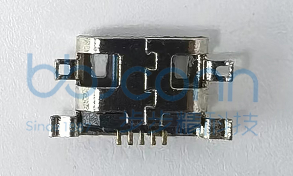 MICRO-5P B型 沉板0.8四脚插端子镀金15U SMT 平口不锈钢外壳