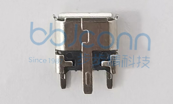 MICRO-5P 母座 180度 H=6.30 三脚插 卷边 不锈钢壳 SMT