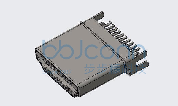 HDMI A TYPE 180度 H=12.50 公头 夹板1.2 铁壳 镀镍 有筋（A版）