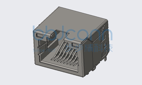 RJ45 MINI 5JA 扁针 无弹 带灯（左琥珀色右绿） 屏蔽 H11.6