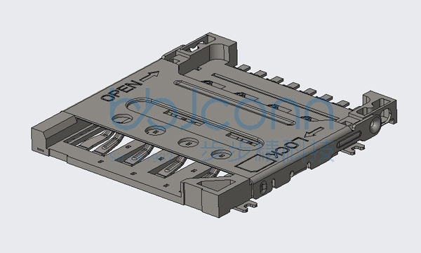 卡座 MICRO SIM 8PIN H=1.5 贴片 含侦测PIN 掀盖式