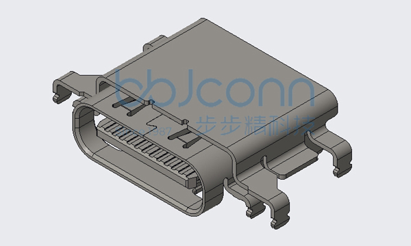 USB 4.0 TYPE-C 24P 母座 无后盖 双壳 八脚插 端子双排SMT 外壳脚长0.80 沉板1.10 L=8.70 CH=0.50 编带