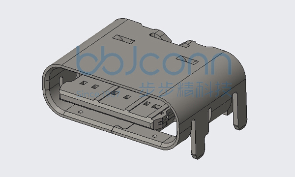 TYPE-C 6P 母座 板上四脚插 端子SMT 舌片外漏0.50 L=6.0 CH=1.63 编带