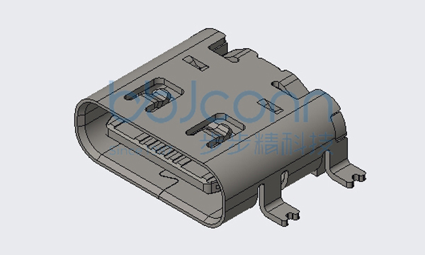 TYPE-C 16P 母座 板上型 四脚全贴 带柱 外壳带弹 端子SMT L=7.30 CH=1.65 编带