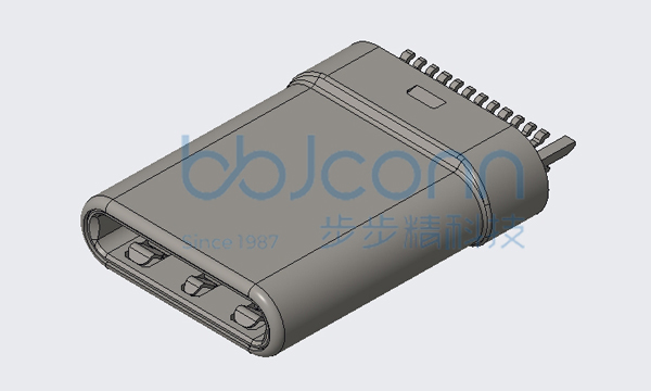 TYPE-C 公头 24P 拉伸款 180度 H=10.75 不锈钢外壳不带PCB TID认证