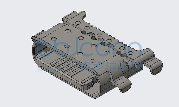 TYPE-C 16P 防水母座 双壳 沉板1.58 SMT 四脚插 带柱 舌片外漏1.0 L=7.60 CH=0.10 IPX6 不配防水圈