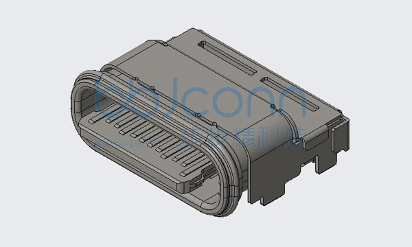 TYPE-C 24P 防水母座 SMT 四脚插 舌片外漏1.15 L=7.50 CH=1.50 IPX8 编带