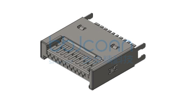 USB 3.1 TYPE-E KEY A 公头 20P 180度 两脚DIP 夹板1.2 带弹 不锈钢外壳 盒装