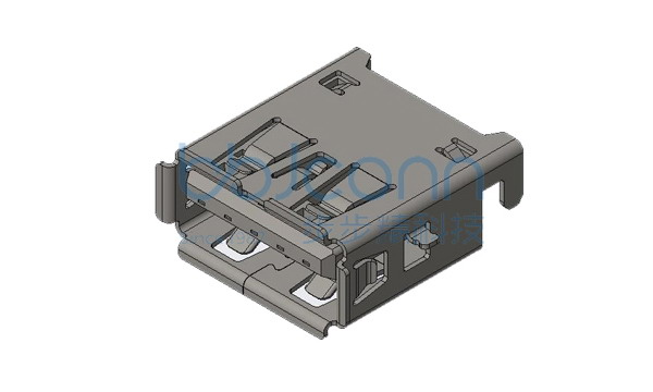 USB3.2 Gen2 母座 沉板3.62 两脚插两脚贴 端子SMT 卷边 不锈钢外壳 L=14.25 CH=0.76 端子镀金gf 编带