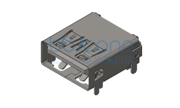 USB 3.1 DIP 6.5H  14.3L  平口 PA9T 黑胶 不锈钢壳 端子镀金30u