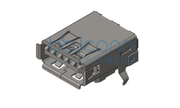USB 3.1 AF 90度 外壳两脚DIP 端子DIP L=16.5 CH=4.13 外壳脚距15.6 卷边 不锈钢外壳 端子脚长2.17 镀金足1u 编带