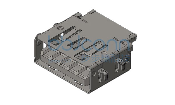 USB 3.1 AF 90度 外壳四脚DIP 端子DIP L=12.25 反向沉板3.83 CH=1.04 外壳脚距15.70 平口 不锈钢外壳 镀金足1u 编带