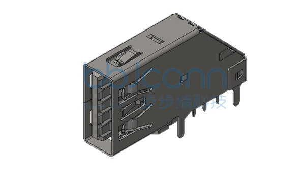 USB 3.1 AF 90度 外壳四脚DIP 端子DIP 侧插 L=25.70 H=13.8 脚距10.70 平口 不锈钢外壳  镀金足1u 编带