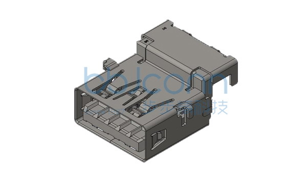 USB 3.1 AF 90度 外壳四脚DIP 端子DIP 反向沉板6.08 L=16.90 CH=2.92 脚距15.4 平口 不锈钢外壳  镀金足1u 编带