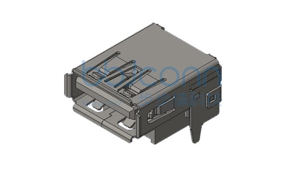 USB 3.1 AF 90度 外壳两脚DIP 脚距12.8 端子DIP L=16.61 H=9.5 CH=6.67 垫高3.78 卷边 不锈钢外壳 LCP黑色 镀金足1u 编带