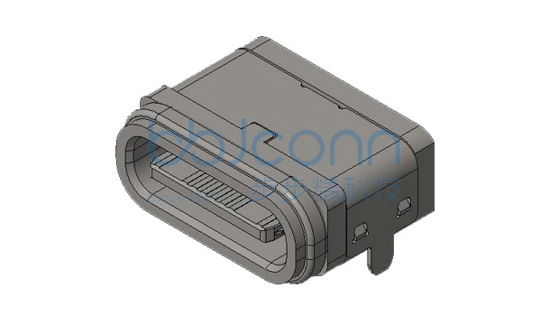 TYPE C 16P 母座 板上型 L=7.45 两脚插 带柱 端子SMT 防水IPX7 方形（U型全塑款）编带