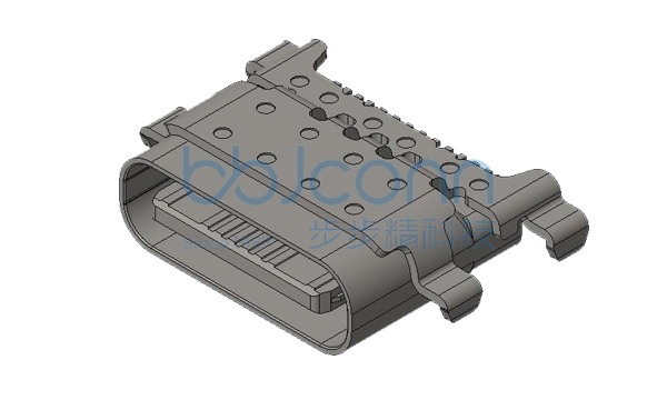TYPE-C 16P 防水母座 双壳 四脚插 端子SMT 沉板1.58 L=7.60 CH=0.10 拉伸壳 IPX6 编带