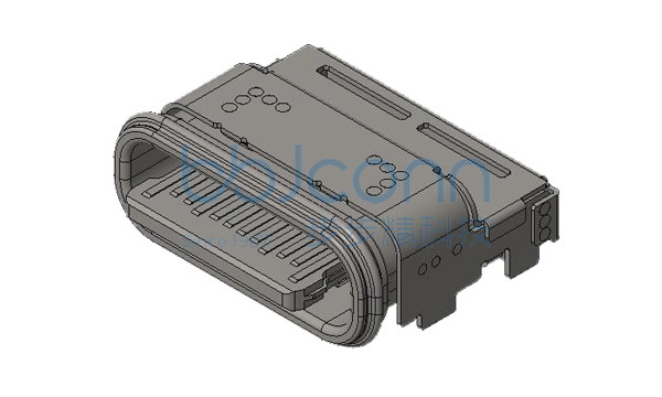 TYPE-C 24P 母座 四脚插 L=7.5 端子SMT CH=1.50 舌片外漏1.15 防水IPX8 编带
