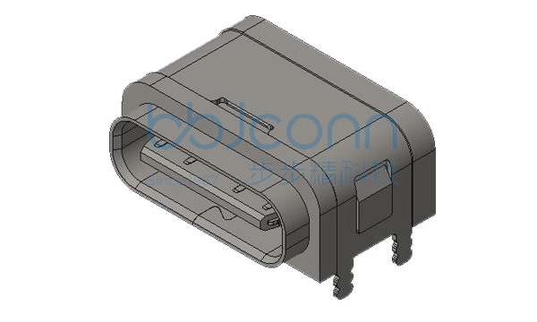 TYPE-C 16P 防水母座 板上四脚插 带柱 L=7.05 CH=2.08 IPX5 方形防水胶圈 编带
