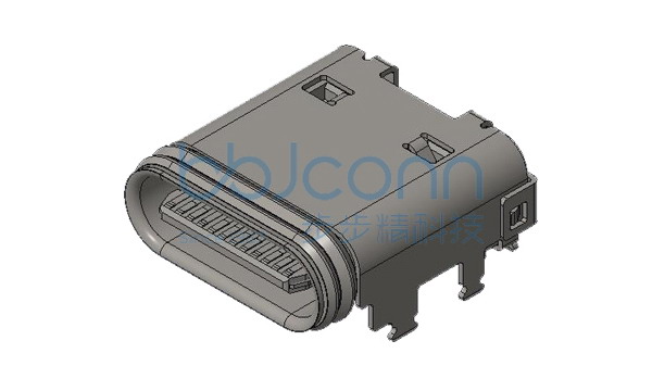 TYPE-C 24P 防水母座 板上型 六脚插 带柱 带后盖 L=10.05 CH2.20SMT+DIP 端子镀金1u IPX7（新-带喷码）