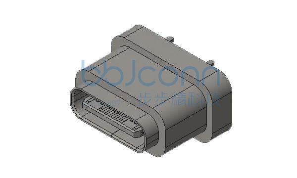 TYPE-C 24P 防水母座 直立式 四脚插 H=8.80 带柱 端子SMT IP67（USBC-0053IPX7-00）
