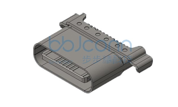 TYPE-C 16P 防水母座 L=7.60 CH=0.10 沉板1.58 外壳两脚插 端子SMT IP68