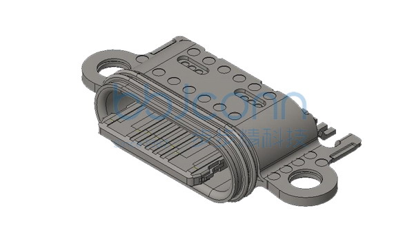 TYPE-C 16P 防水母座 锁板式 沉板1.0 两脚插 L=7.05 舌片外漏1.4 SMT IPX7 镀金30u