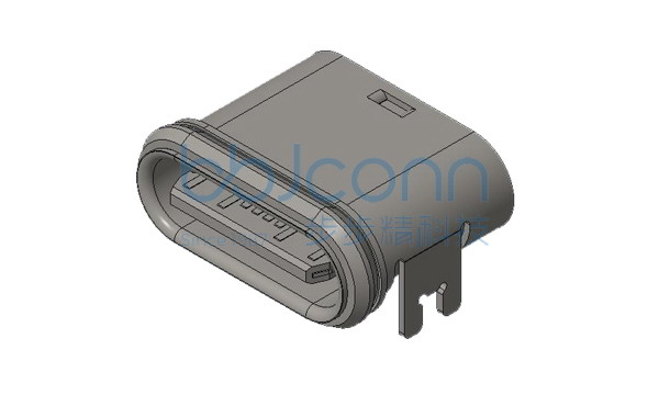 TYPE-C 16P 防水母座 板上四脚插 L=7.45 舌片外露0.08 端子SMT IPX4