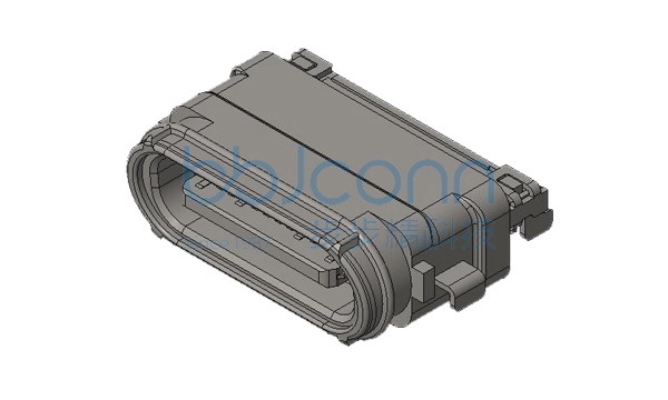TYPE-C 24P 母座 L=8.15 CH=0.40 斜口 沉板1.45 防水IP68 双排端子SMT 编带